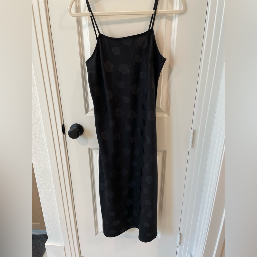 A New Day Black Floral Midi Slip Dress